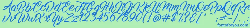 WorkInProgress Font – Blue Fonts on Green Background