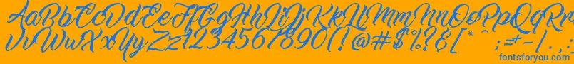 フォントWorkInProgress – オレンジの背景に青い文字