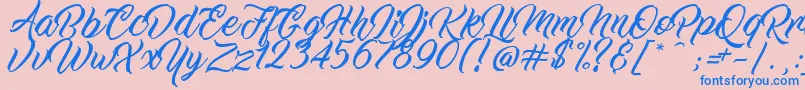 フォントWorkInProgress – ピンクの背景に青い文字