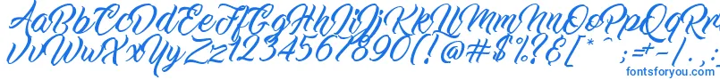 WorkInProgress-Schriftart – Blaue Schriften auf weißem Hintergrund