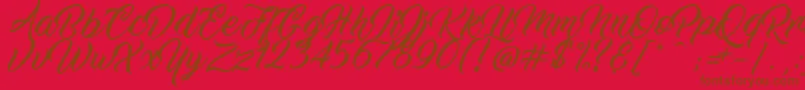 WorkInProgress-Schriftart – Braune Schriften auf rotem Hintergrund