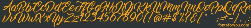 フォントWorkInProgress – 黒い背景にオレンジの文字
