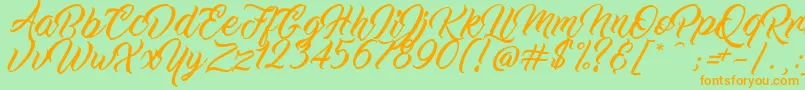 WorkInProgress-Schriftart – Orangefarbene Schriften auf grünem Hintergrund