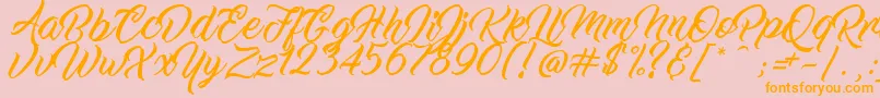 WorkInProgress-fontti – oranssit fontit vaaleanpunaisella taustalla