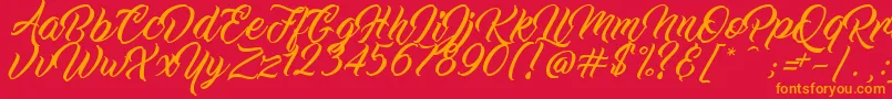 フォントWorkInProgress – 赤い背景にオレンジの文字