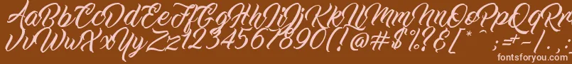WorkInProgress-Schriftart – Rosa Schriften auf braunem Hintergrund