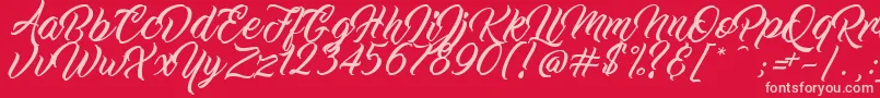 WorkInProgress-Schriftart – Rosa Schriften auf rotem Hintergrund