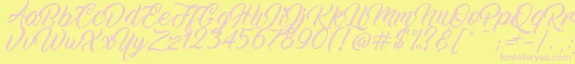 WorkInProgress-fontti – vaaleanpunaiset fontit keltaisella taustalla