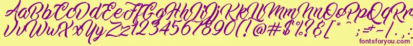 WorkInProgress-Schriftart – Violette Schriften auf gelbem Hintergrund