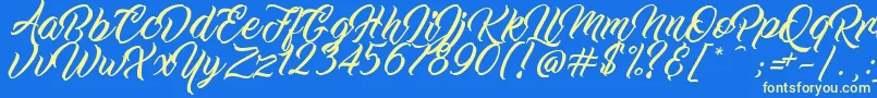 フォントWorkInProgress – 黄色の文字、青い背景