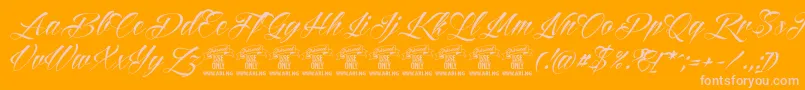 ReditumPersonaluseonly-Schriftart – Rosa Schriften auf orangefarbenem Hintergrund