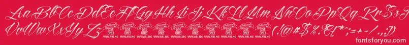 Czcionka ReditumPersonaluseonly – różowe czcionki na czerwonym tle