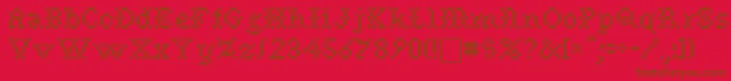 NeedlepointsewPlainRegular-Schriftart – Braune Schriften auf rotem Hintergrund