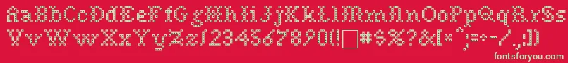 フォントNeedlepointsewPlainRegular – 赤い背景に緑の文字