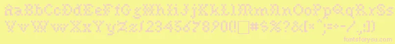 NeedlepointsewPlainRegular-fontti – vaaleanpunaiset fontit keltaisella taustalla