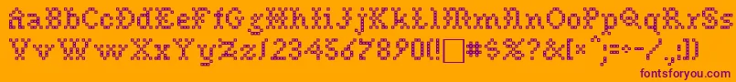 NeedlepointsewPlainRegular-fontti – violetit fontit oranssilla taustalla