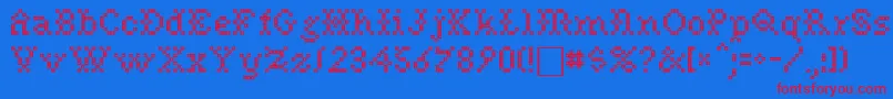 NeedlepointsewPlainRegular Font – Red Fonts on Blue Background