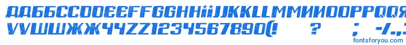 RussianSpringGrungedItalic Font – Blue Fonts on White Background