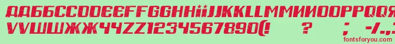 RussianSpringGrungedItalic Font – Red Fonts on Green Background