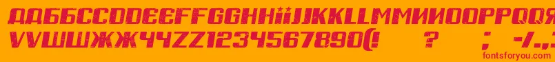 RussianSpringGrungedItalic Font – Red Fonts on Orange Background