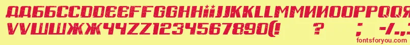 RussianSpringGrungedItalic Font – Red Fonts on Yellow Background