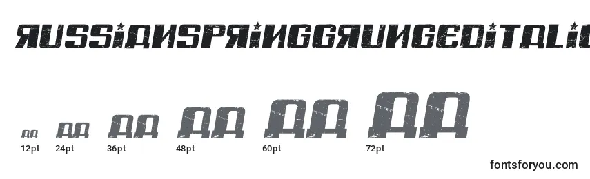 RussianSpringGrungedItalic Font Sizes