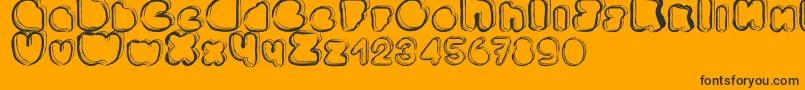 Ponctuation-Schriftart – Schwarze Schriften auf orangefarbenem Hintergrund
