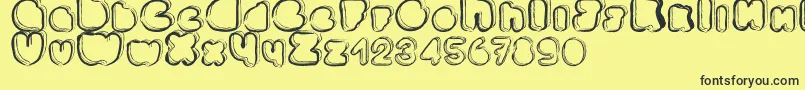 Ponctuation-fontti – mustat fontit keltaisella taustalla