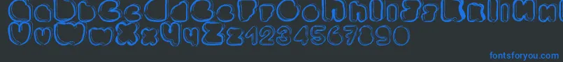 フォントPonctuation – 黒い背景に青い文字