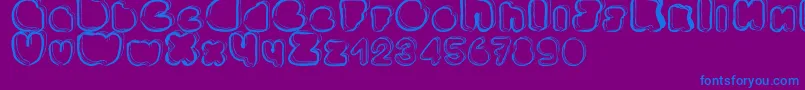 Ponctuation-Schriftart – Blaue Schriften auf violettem Hintergrund