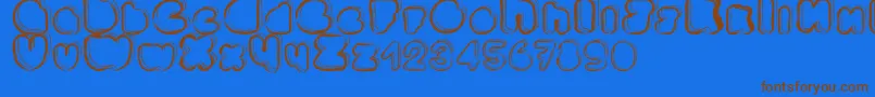 フォントPonctuation – 茶色の文字が青い背景にあります。