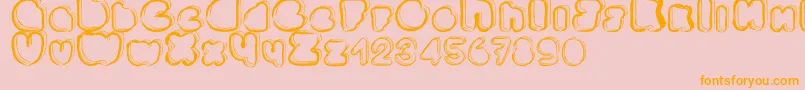 Ponctuation-Schriftart – Orangefarbene Schriften auf rosa Hintergrund