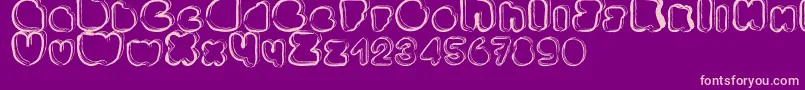 Ponctuation-fontti – vaaleanpunaiset fontit violetilla taustalla