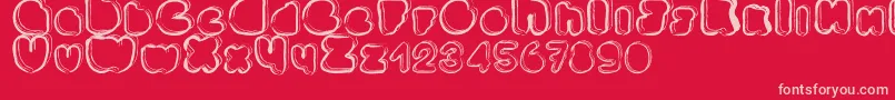 Ponctuation-fontti – vaaleanpunaiset fontit punaisella taustalla