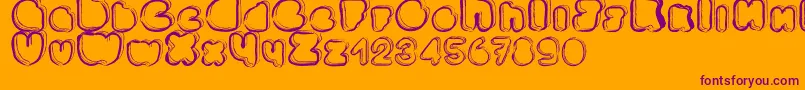 Ponctuation-Schriftart – Violette Schriften auf orangefarbenem Hintergrund