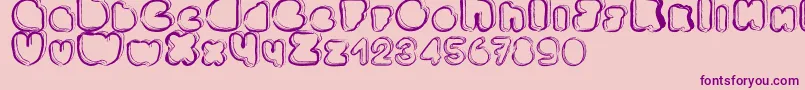 Ponctuation-Schriftart – Violette Schriften auf rosa Hintergrund