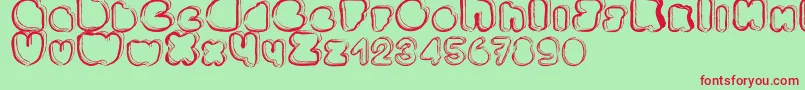 Ponctuation-fontti – punaiset fontit vihreällä taustalla