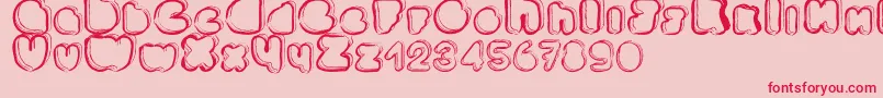 Ponctuation-fontti – punaiset fontit vaaleanpunaisella taustalla