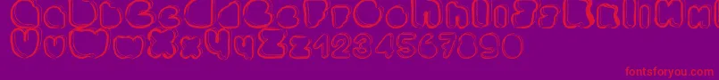 Ponctuation-fontti – punaiset fontit violetilla taustalla