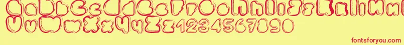 Ponctuation-fontti – punaiset fontit keltaisella taustalla