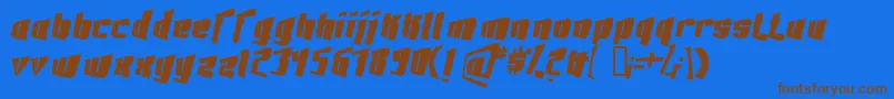 フォントFontovisionIii3DNo2 – 茶色の文字が青い背景にあります。