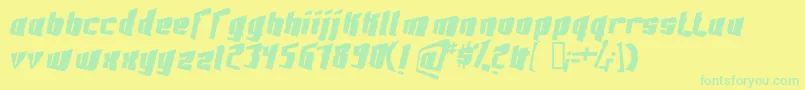 FontovisionIii3DNo2-fontti – vihreät fontit keltaisella taustalla