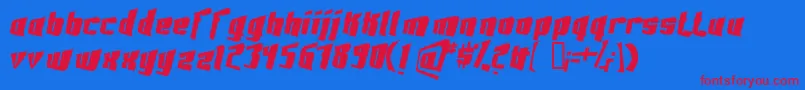 FontovisionIii3DNo2-Schriftart – Rote Schriften auf blauem Hintergrund