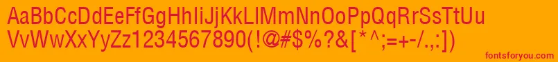 ContextCondensedSsiCondensed-Schriftart – Rote Schriften auf orangefarbenem Hintergrund