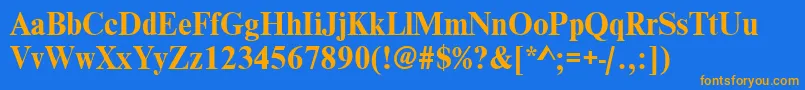WesttimessskBold-Schriftart – Orangefarbene Schriften auf blauem Hintergrund