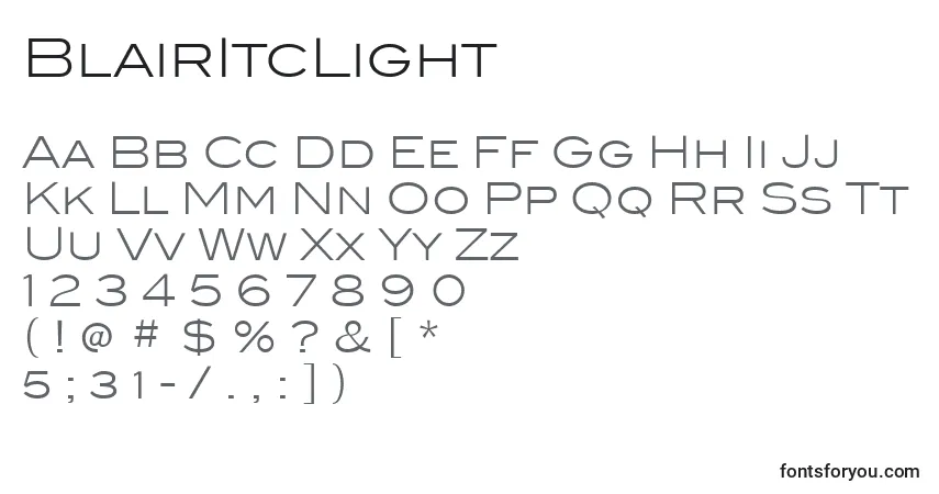 BlairItcLightフォント–アルファベット、数字、特殊文字