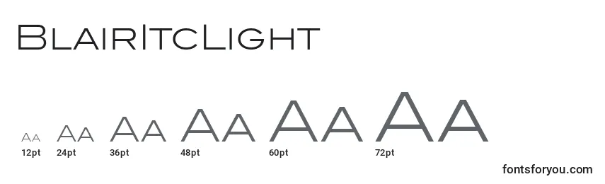 BlairItcLight Font Sizes