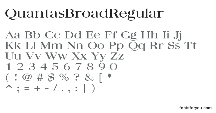A fonte QuantasBroadRegular – alfabeto, números, caracteres especiais