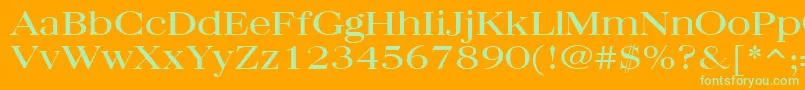 QuantasBroadRegular-Schriftart – Grüne Schriften auf orangefarbenem Hintergrund