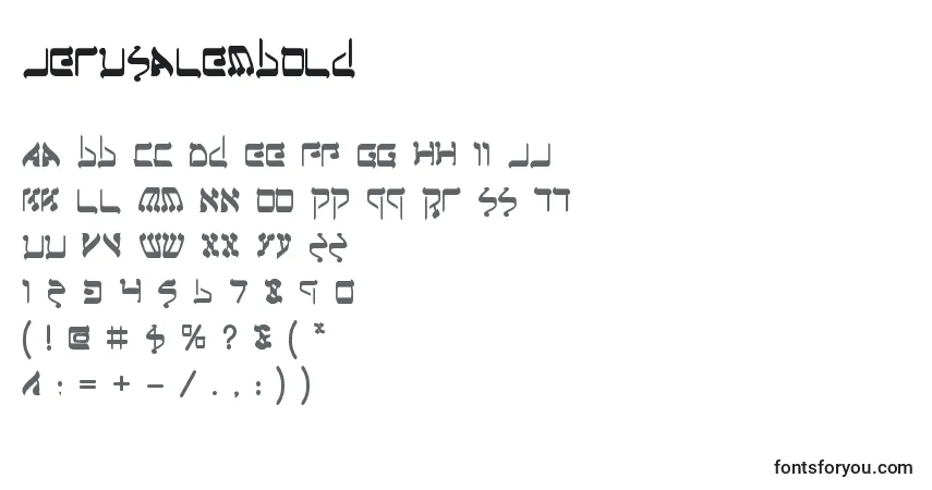 A fonte JerusalemBold – alfabeto, números, caracteres especiais